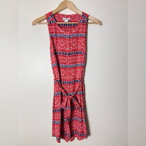 Vineyard Vines Women Red White Shirt Dress 4 Sleeveless Mandala Button Up Preppy